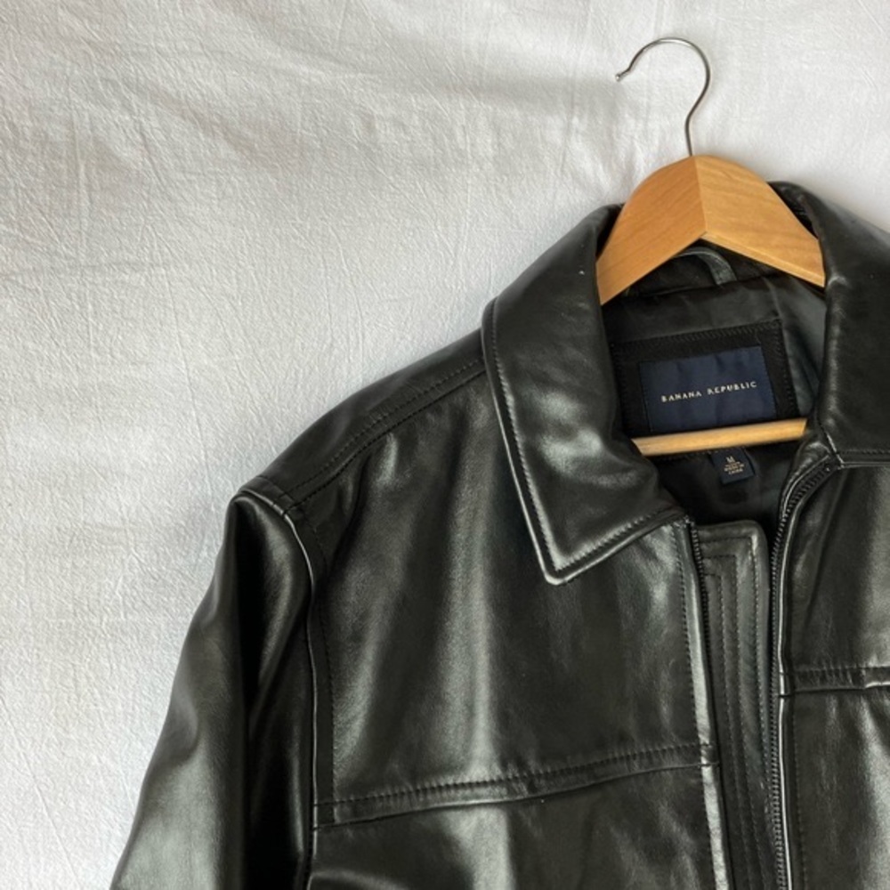 Genuine Leather Jacket Men’s Black Leather Jacket Banana Republic Vintage